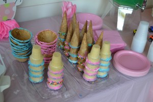 The cones were hand dipped by the Mama-to-Be and the Aunt Squad.